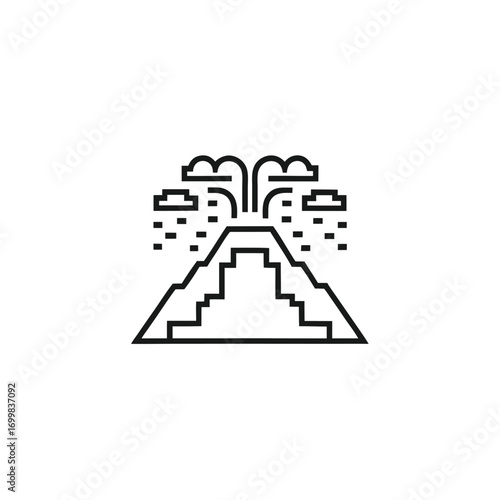 Volcano Eruption Icon with Thick Line in Minimalist Style on White Background
