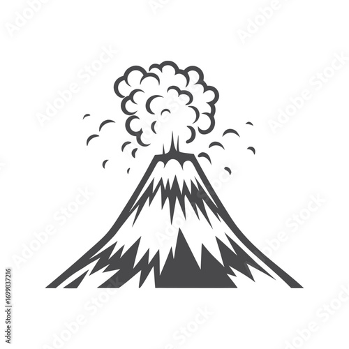 Volcano Eruption Icon, Flat Design, Explosions, Magma Isolated on White Background