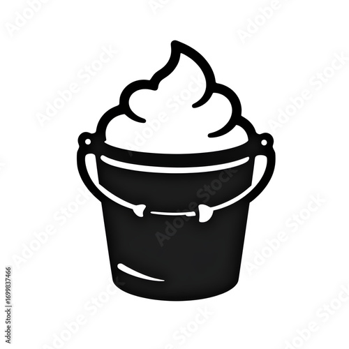 Ice Cream Bucket Delight: A whimsical illustration of a playful bucket brimming with a swirl of delightful ice cream, inviting you to savor a moment of cool enjoyment. 