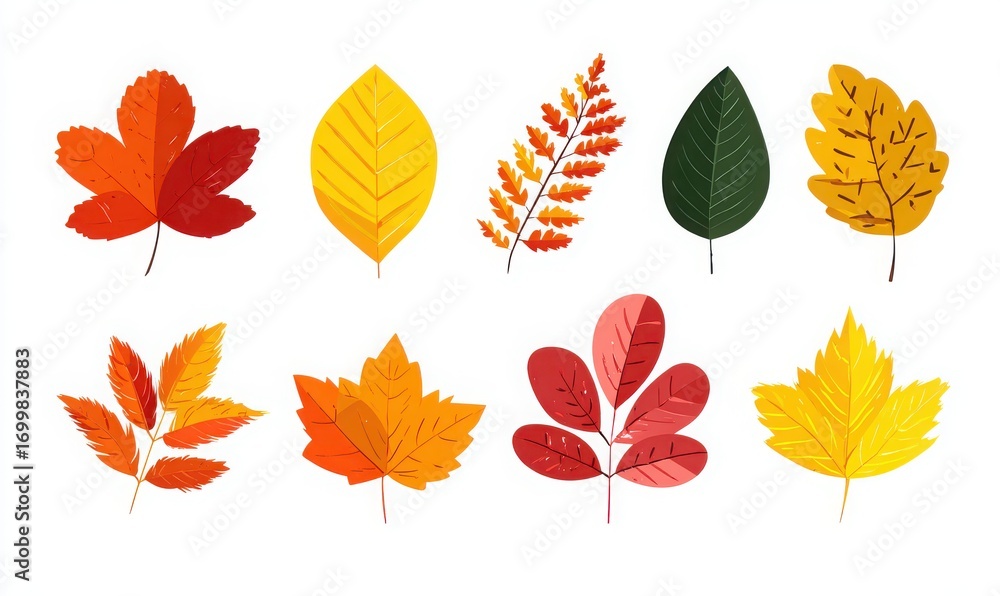 Obraz premium autumn leaves vector set isolated on white background