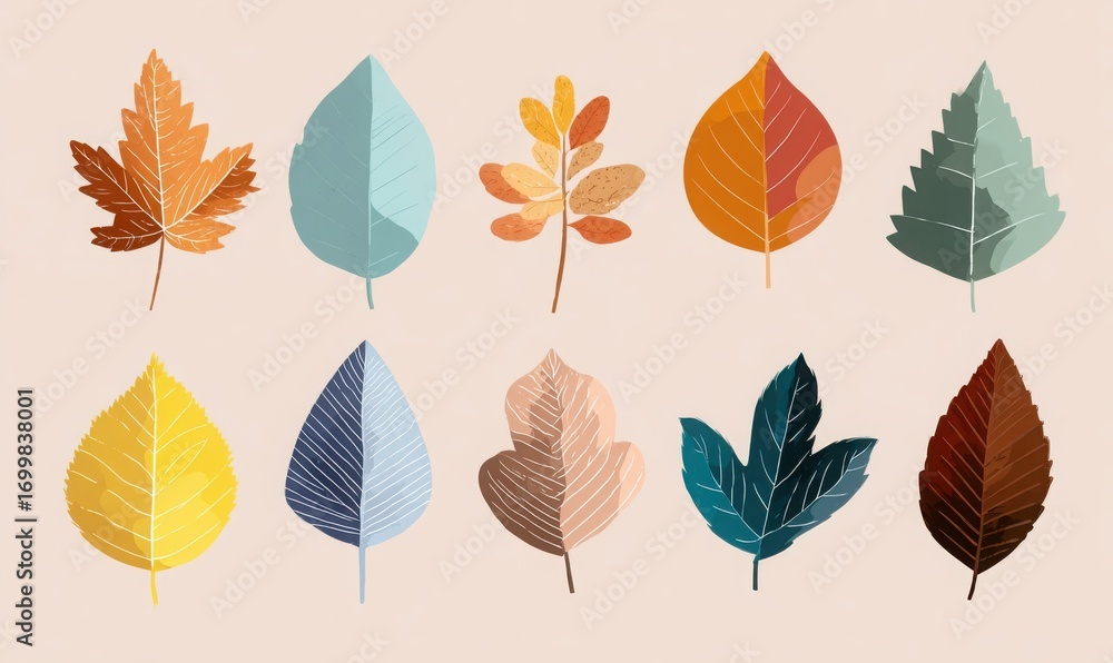 Obraz premium autumn leaves vector set isolated on white background