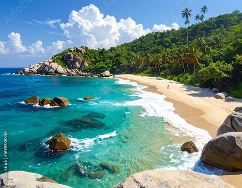 Wallpaper Mural Secluded Tropical Beach Paradise with Clear Turquoise Water and Lush Greenery Torontodigital.ca
