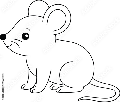 Outline of a Cute Little Vole