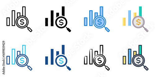 Financial Analysis icon set multiple style collection 
