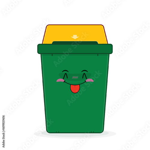 rubbish bin playful face cartoon cute