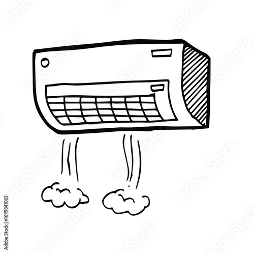 hand drawn doodle air conditioner illustration icon vector