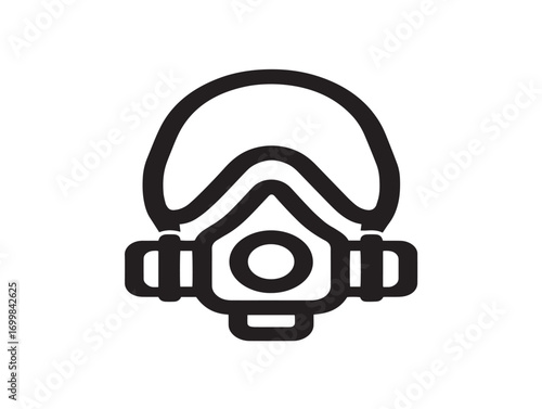 Professional line art illustration of oxygen mask