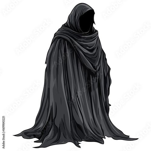 death cape, dress up, halloween, festival, vector, transparent background, cape, icon, model, style, cloak, hood, costume, ghost, dark