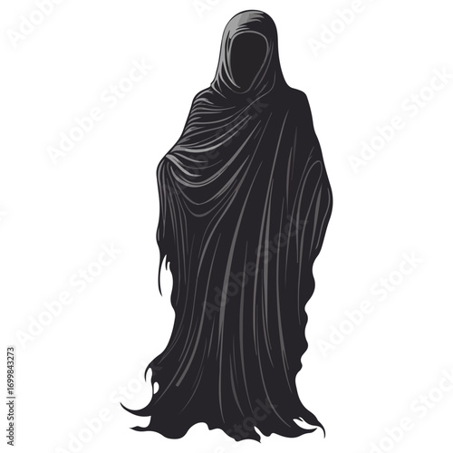 death cape, dress up, halloween, festival, vector, transparent background, cape, icon, model, style, cloak, hood, costume, ghost, dark