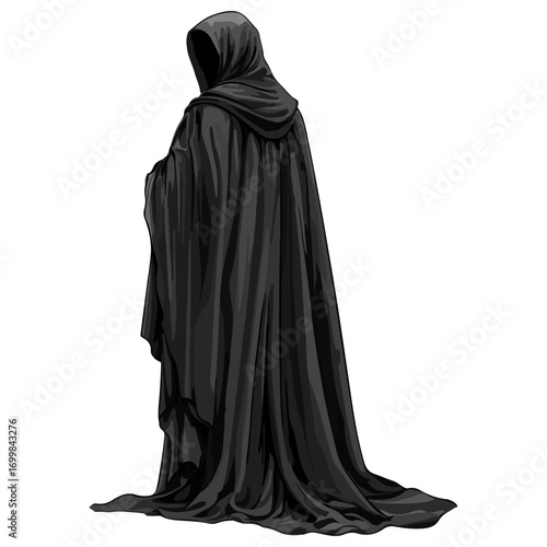 death cape, dress up, halloween, festival, vector, transparent background, cape, icon, model, style, cloak, hood, costume, ghost, dark