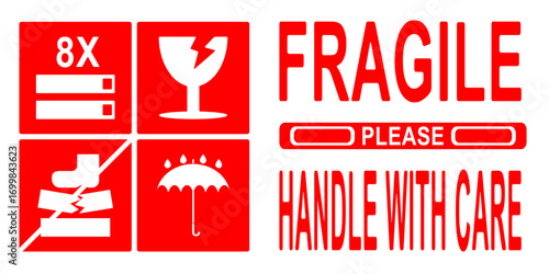 Fragile handle with care sticker shows package safety label