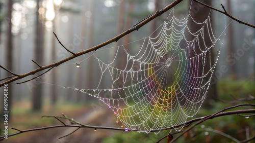 Wallpaper Mural Extreme Close Up Dew Covered Spiderweb Orb Weaver Web Gossamer Threads Forest Mist Nature Macro Photography Torontodigital.ca