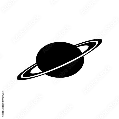 Saturn Planet Icon Celestial Body with Rings, Space Symbol, Astronomy Graphic