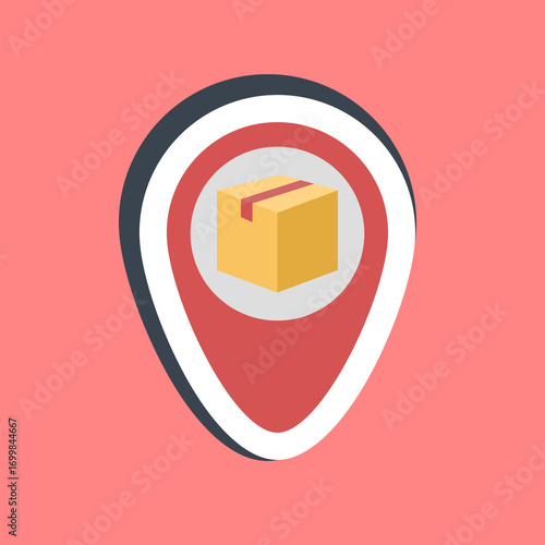 Sticker delivery map location. Export import elements.