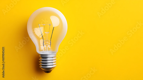 Light Bulb on Yellow Background Showcasing Modern Design and Bright Color for Creative Concepts or Energy Solutions