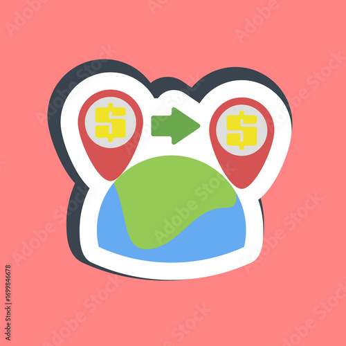 Sticker shipping costs. Export import elements.