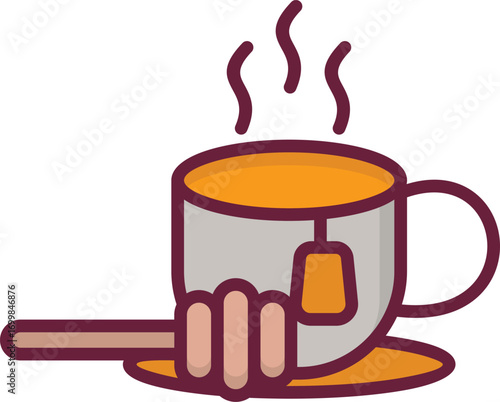 Honey in tea lineal color icon