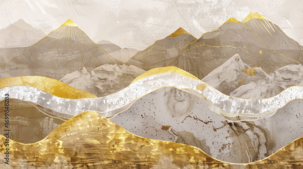 Obraz premium Gorgeous Abstract Golden Mountain Art: Textured Terrain & Soft Glow for Modern Aesthetic Landscape Background