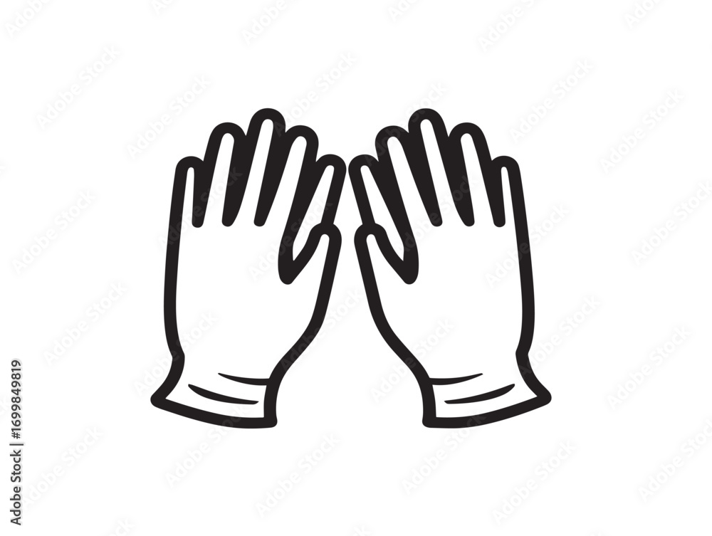 Obraz premium Elegant clean line sterile gloves medical protective icon