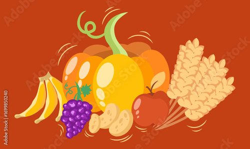 harvested fruits and vegetables