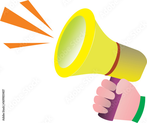 Megaphone in hand,a bold visual for announcements, marketing, and speaking out