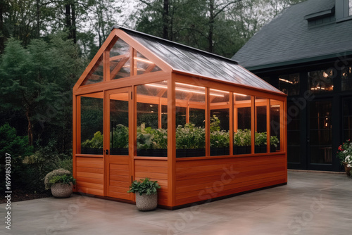 Peaceful garden scene with gentle breeze and healthy plants