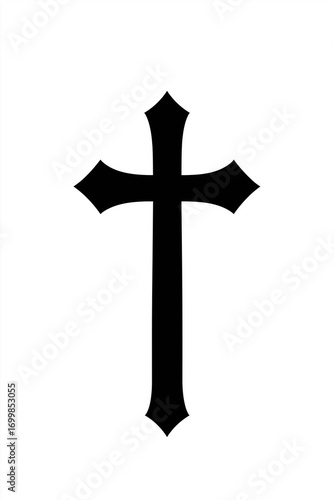 Silhouette of the Christian cross, a simple flat black shape on a white background