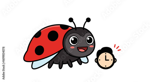 Ladybug cartoon with human clock character