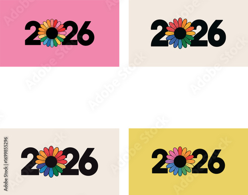 Vibrant 2026 graphic featuring a colorful flower, symbolizing optimism and new beginnings.