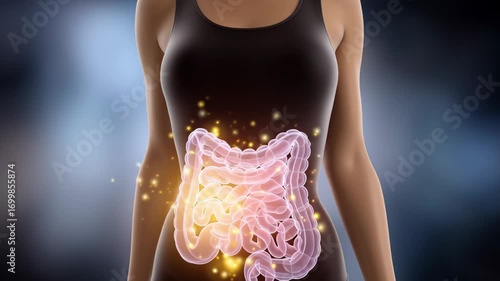 Woman's stomach is shown in a graphic, with the word 