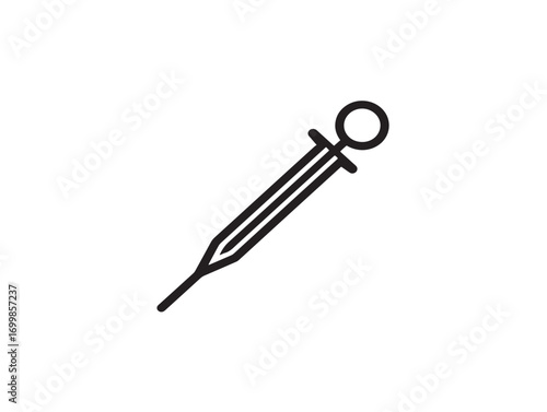 Clean 2D vector line art suture needle