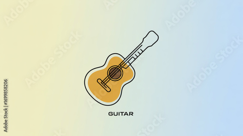 Acoustic guitar illustration for music lovers and musicians learning guitar chords and guitar tabs online