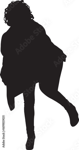 vector,silhouette of front view of a woman balance leg