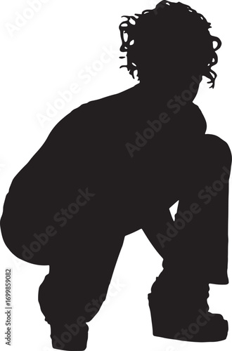 vector,silhouette of a woman squatting