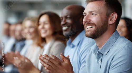 Audience enjoys an engaging presentation at a large event in a modern conference center