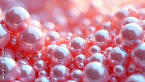 Beautiful pink pearl background, pearl pattern. The texture is made of beads in a delicate pink color. The concept of luxury, wealth and tenderness