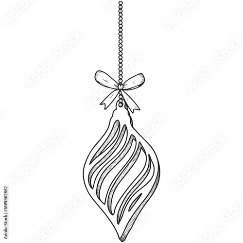 Hand drawn volumetric  icicle. New Year decoration. Vector illustration