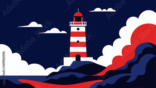 Lighthouse standing tall on rocky coast