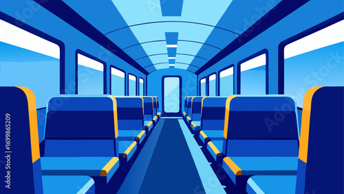 Interior view of a passenger train car