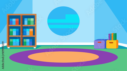 Illustration of a colorful playroom scene