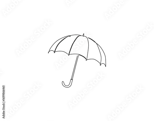 Umbrella continuous line art. Umbrella for sun or rain protection one line drawing. Protection, travel concept vector illustration