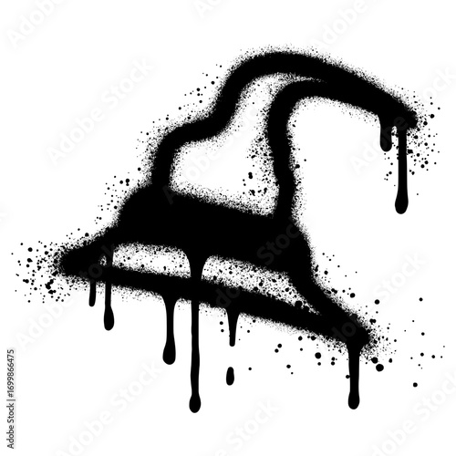 witch hat in graffiti style with black spray paint. vector illustration