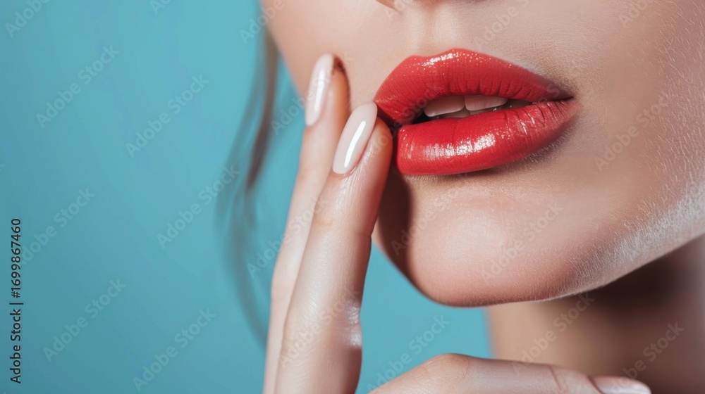 Fototapeta premium French Style Beauty Concept: Close-Up of Red Nail Polish & Makeup Primer for Youthful Female Skin Care on Clean White Background