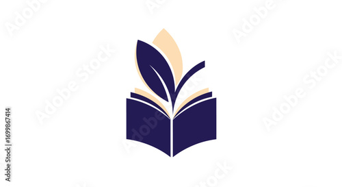 Open Book with Growing Plant Logo.