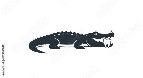 Creative dental logo featuring a friendly crocodile character.