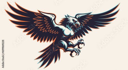 Majestic mythical griffin creature with powerful wings spread wide in flight.