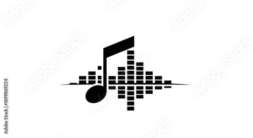 Music note with sound waves a symbol of audio and rhythm.