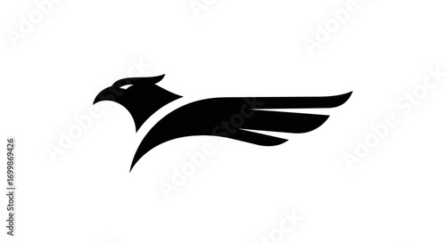 Sleek Black Eagle Logo Design with Dynamic Wing Shape.