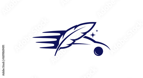 Fast car with a feather logo symbolizing speed and elegance.