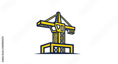 Yellow Tower Crane Illustration for Construction and Building Projects.